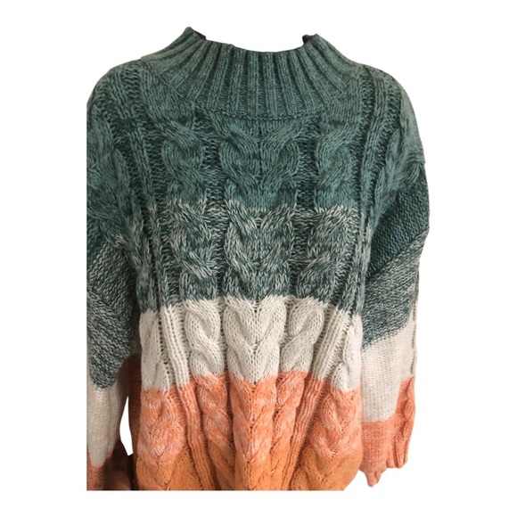 altar’d‎ state green orange ombre chunky knit mock neck sweater size medium new - Picture 14 of 16